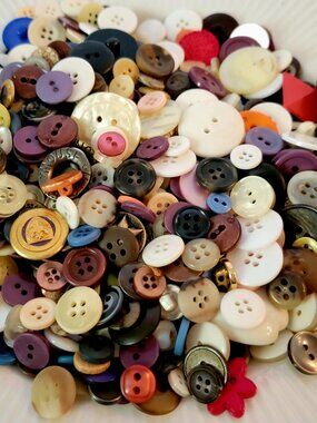 Vintage 1 lb. Plastic Button Mix, Several Hundred-Assemblage, Button Art, Sew